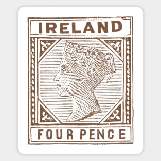 Vintage Eire 4 Pence Postage Stamp Magnet